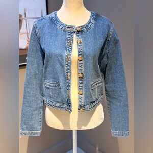 LOFT Blue Denim Jacket with Button Detail